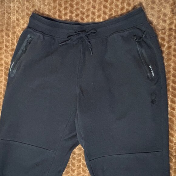 Spyder Active ProWeb Black Jogger Sweatpants Drawstring Zip Pockets Reflective L - Picture 3 of 13